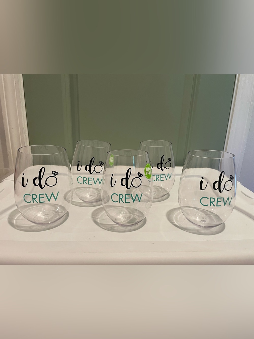I Do Crew Stemless Wine Glasses (plastic-5)